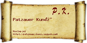 Patzauer Kunó névjegykártya
